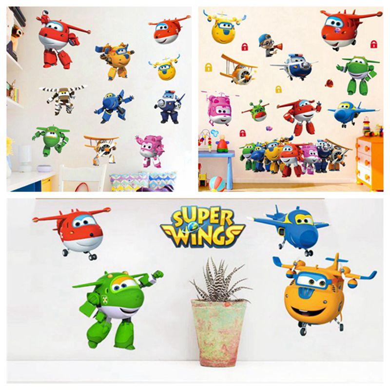 Baby Nursery Wall Decals - Hot Cartoon Super Wings Deformation Airplane