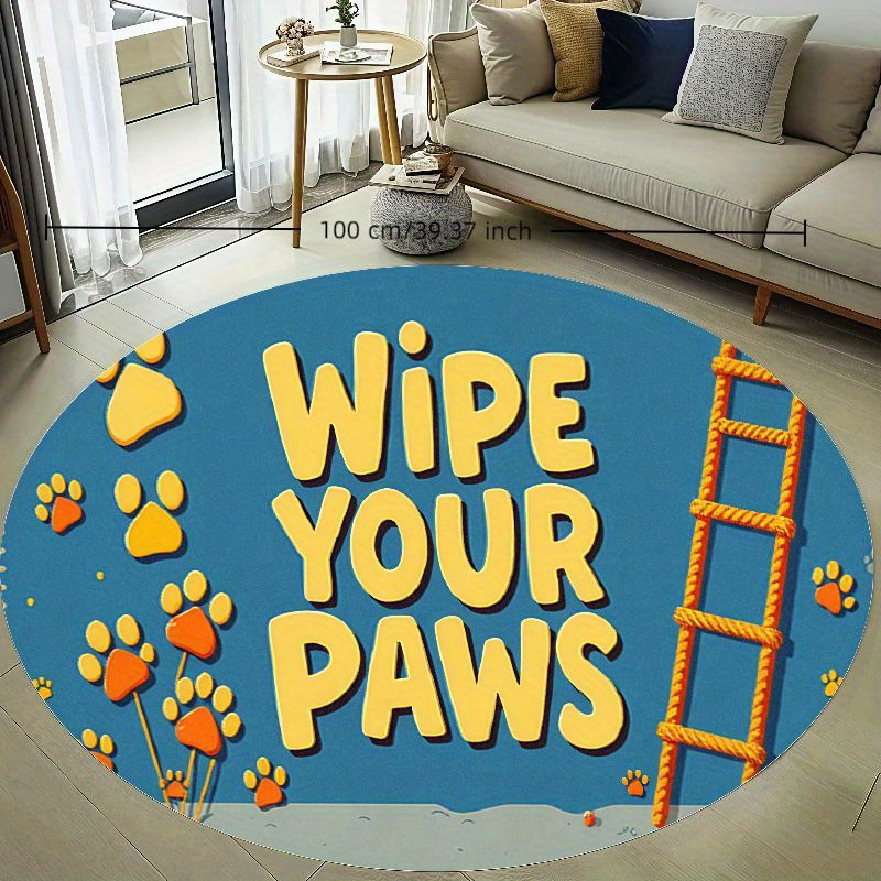 Baby Nursery Animal Theme - Round Paw Print Nursery Rug Cute
