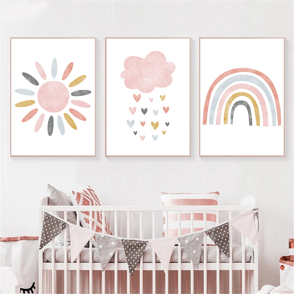 Baby Nursery Picture Frames - (No frame)Child Canvas Print Pink Cartoon