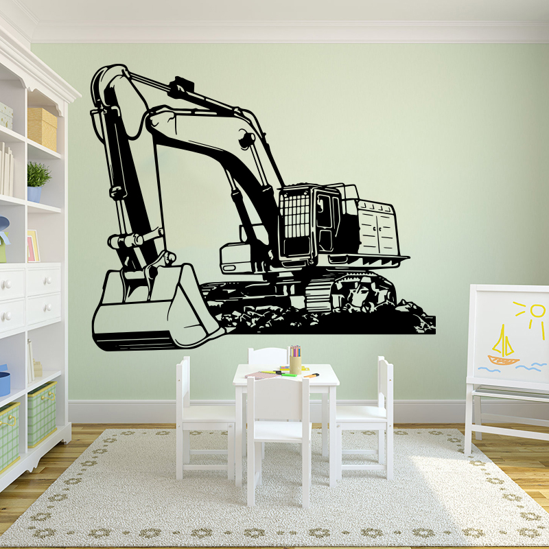 Baby Nursery Wall Decals - Large Heavy Equipmen Excavator Digger Wall