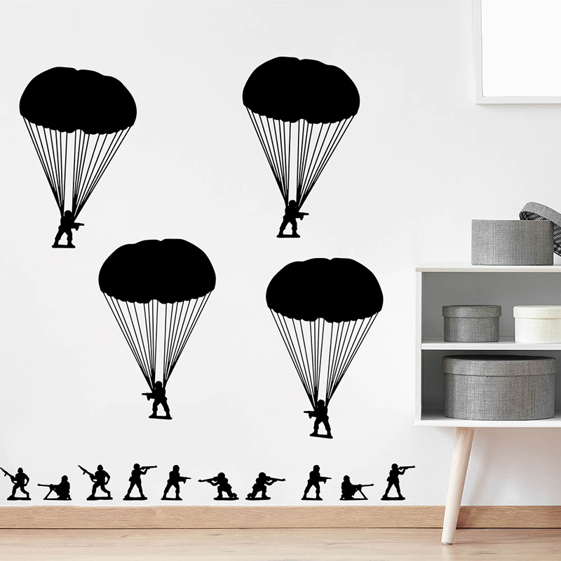 Baby Nursery Set Furniture - Army Men Soldiers Paratroopers Wall Sticker