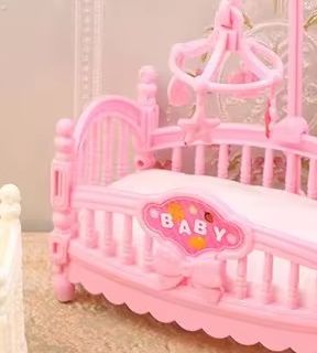 Baby Nursery Set Furniture - 1:12 Dollhouse Miniature Mini Baby Bed