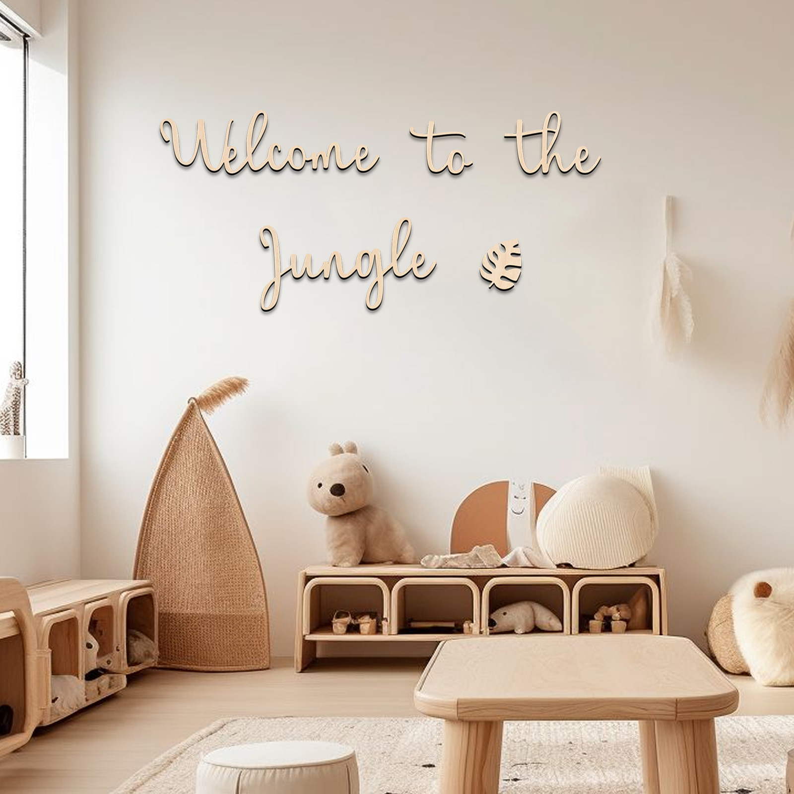 Baby Nursery Animal Theme - Welcome to the Jungle Wooden Sign