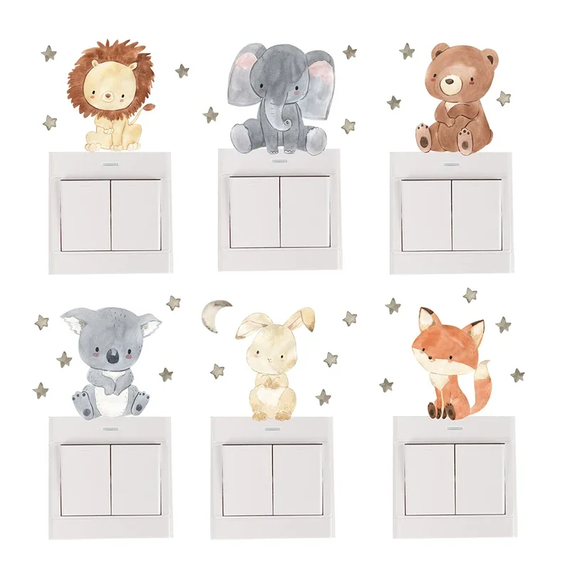 Baby Nursery Wall Decals - 1/2/4/6set Cartoon Animals Wall Stickers For