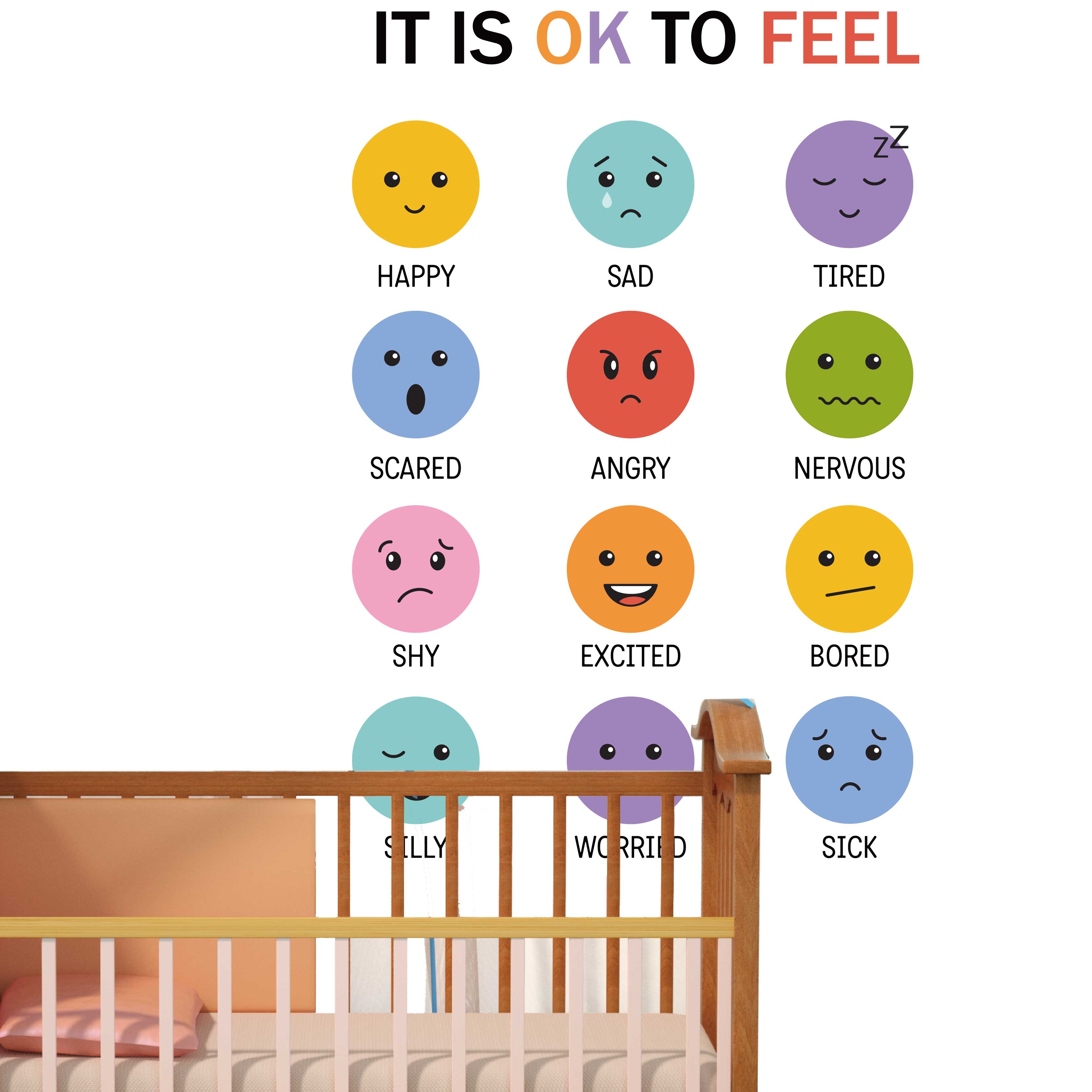 3D Colorful 12 Types of Emotic - огляд і ціна Baby Nursery Set Furniture