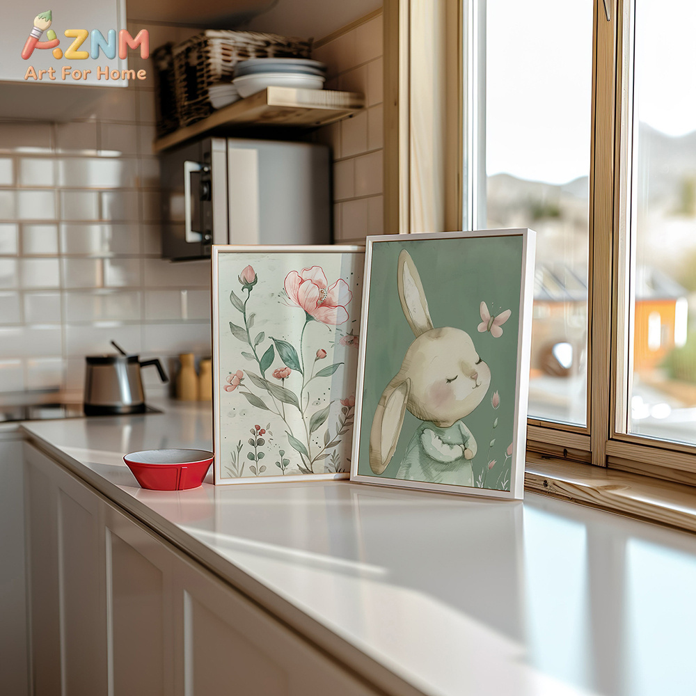 3PCS Cute Bunny and Pink Flowe - огляд і ціна Baby Nursery Picture Frames