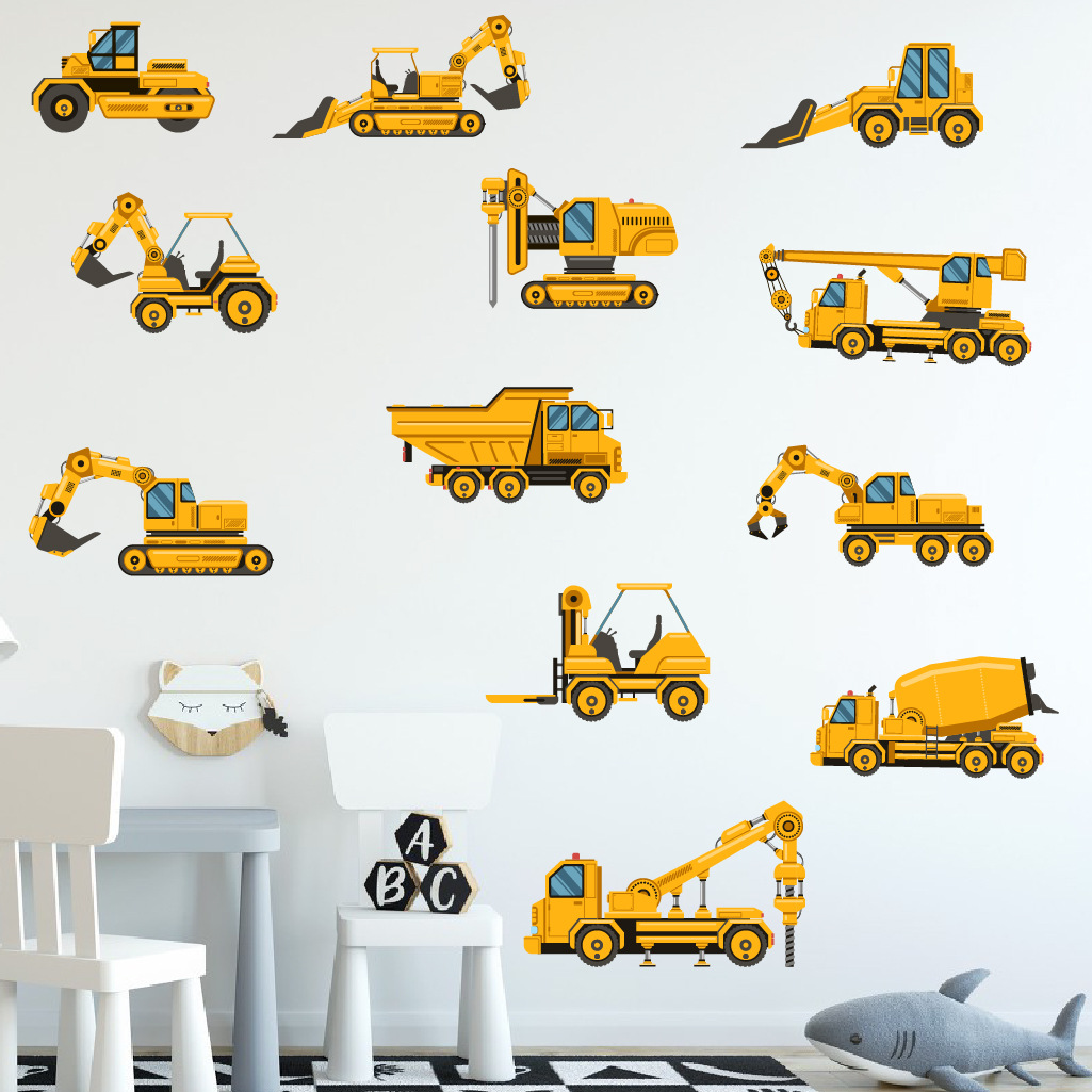 Cartoon Excavator Engineering  - огляд і ціна Baby Nursery Wall Decals