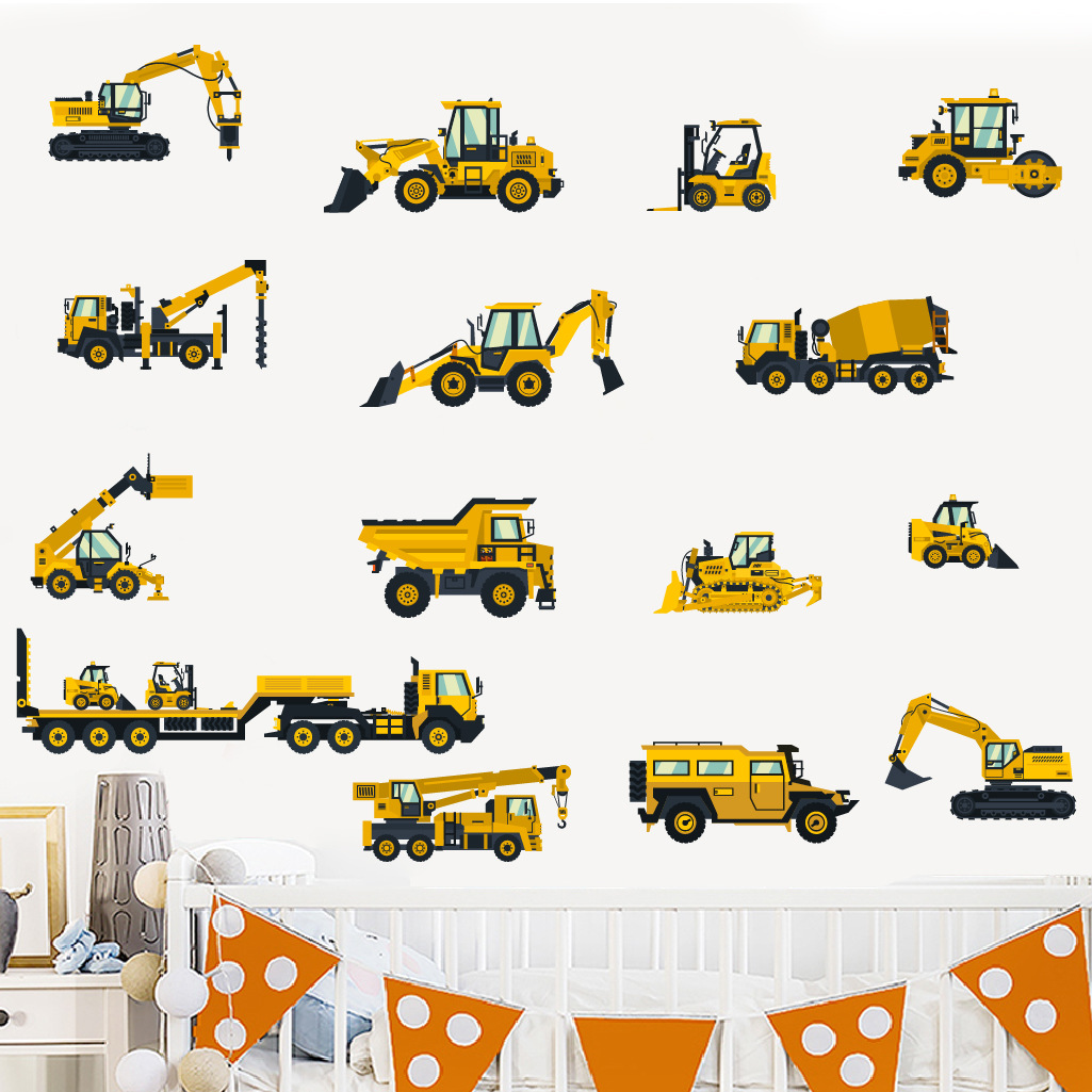 Cartoon Excavator Engineering  - огляд і ціна Baby Nursery Wall Decals