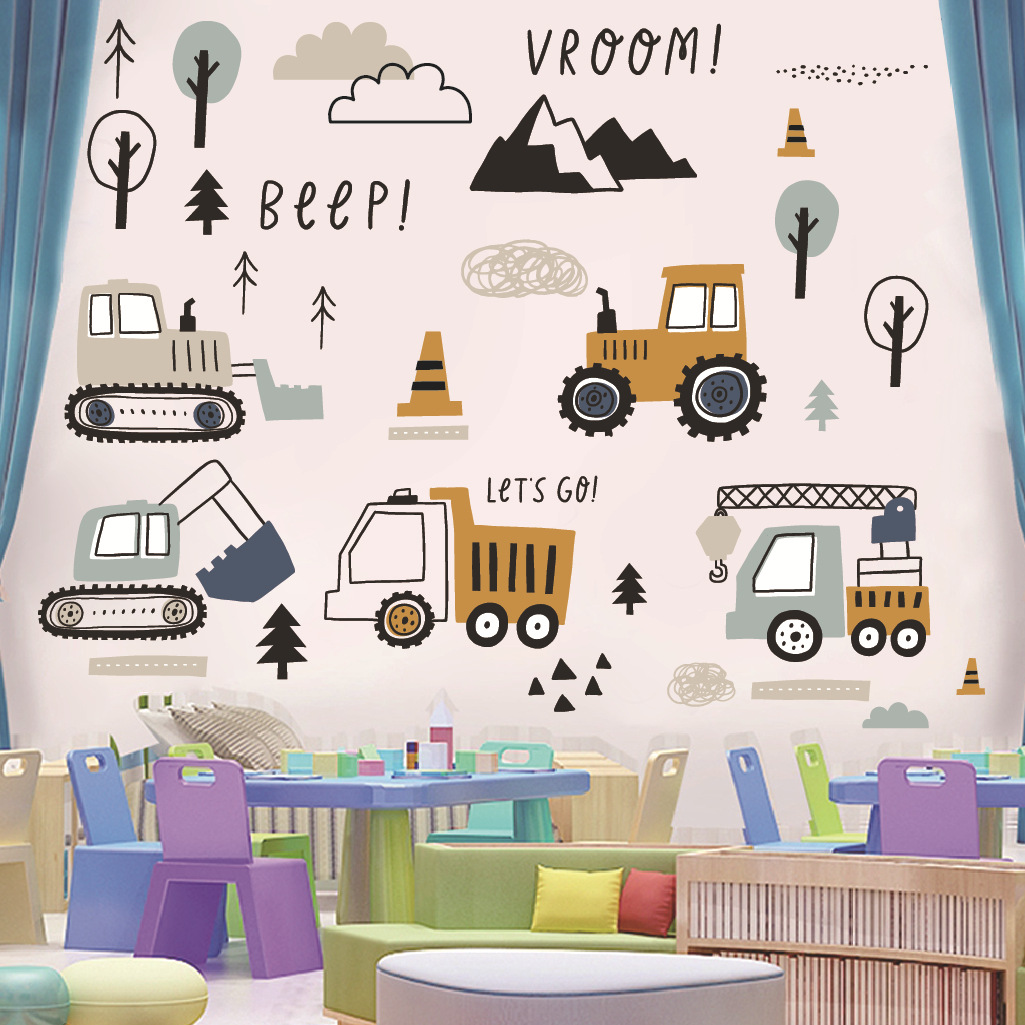 Cartoon Excavator Engineering  - огляд і ціна Baby Nursery Wall Decals