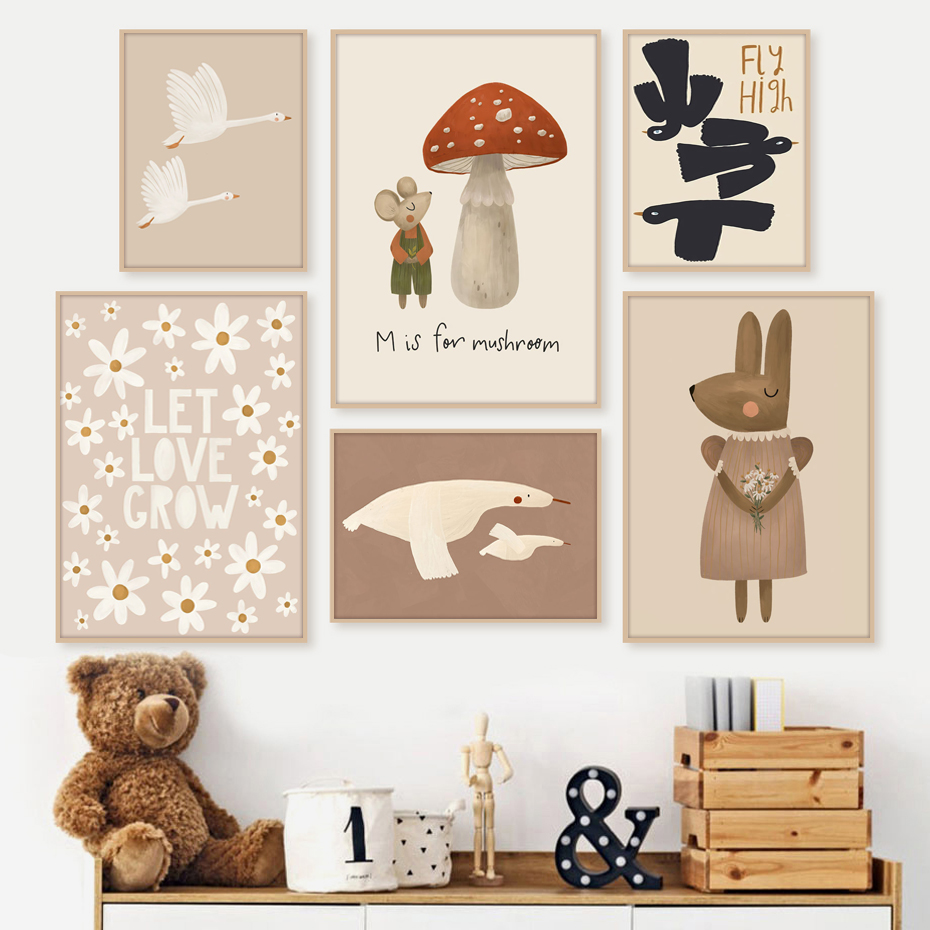 Boho Cartoon Rabbit Mouse Goos - огляд і ціна Baby Nursery Picture Frames