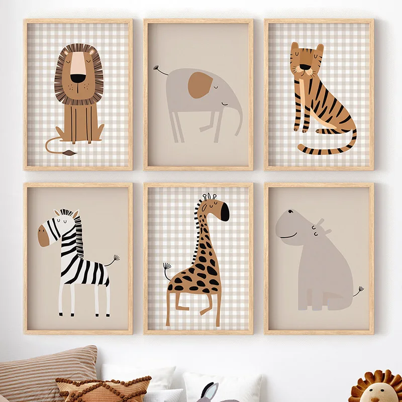 (No frame)Lion Tiger Elephant  - огляд і ціна Baby Nursery Picture Frames