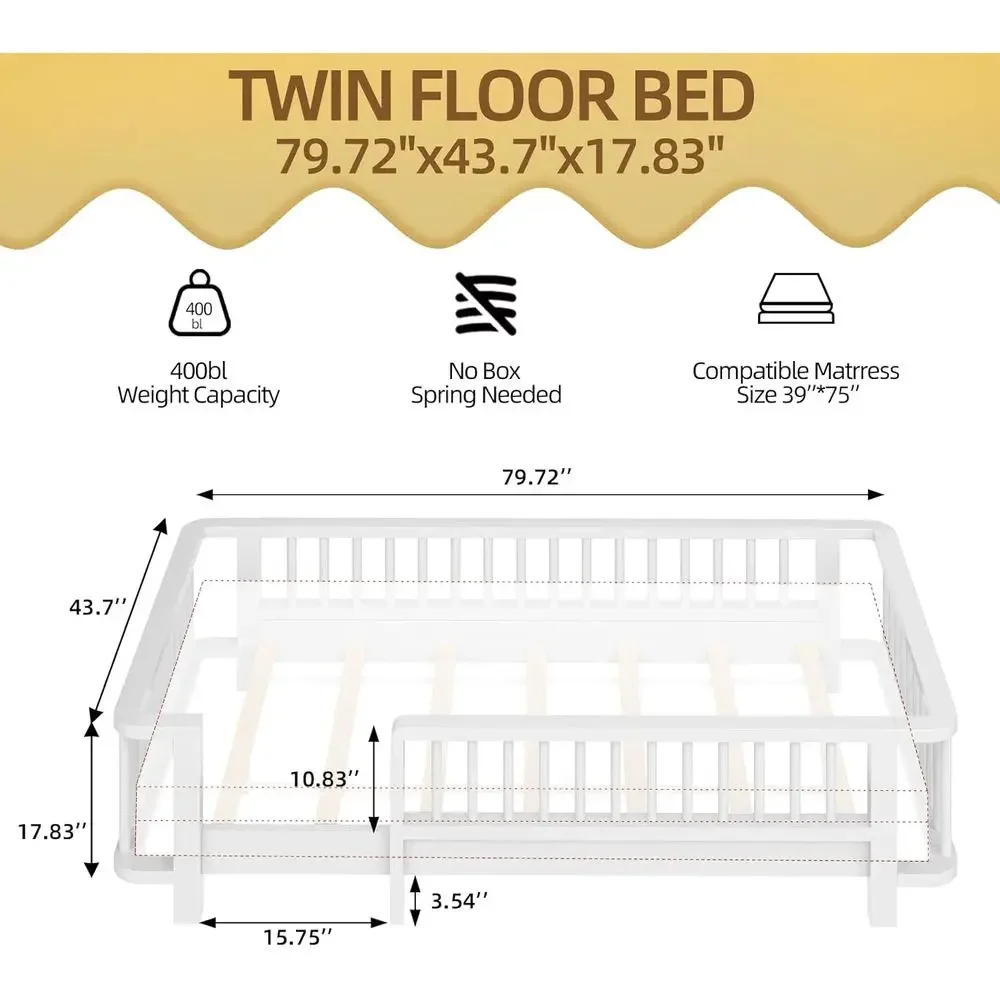 Solid Wood Twin Bed with Rails - огляд і ціна Bed Rail Toddler