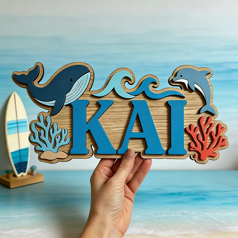 Ocean Whale Dolphin Themed Cus - огляд і ціна Baby Nursery Name Wall Art