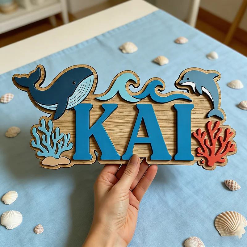 Ocean Whale Dolphin Themed Cus - огляд і ціна Baby Nursery Name Wall Art