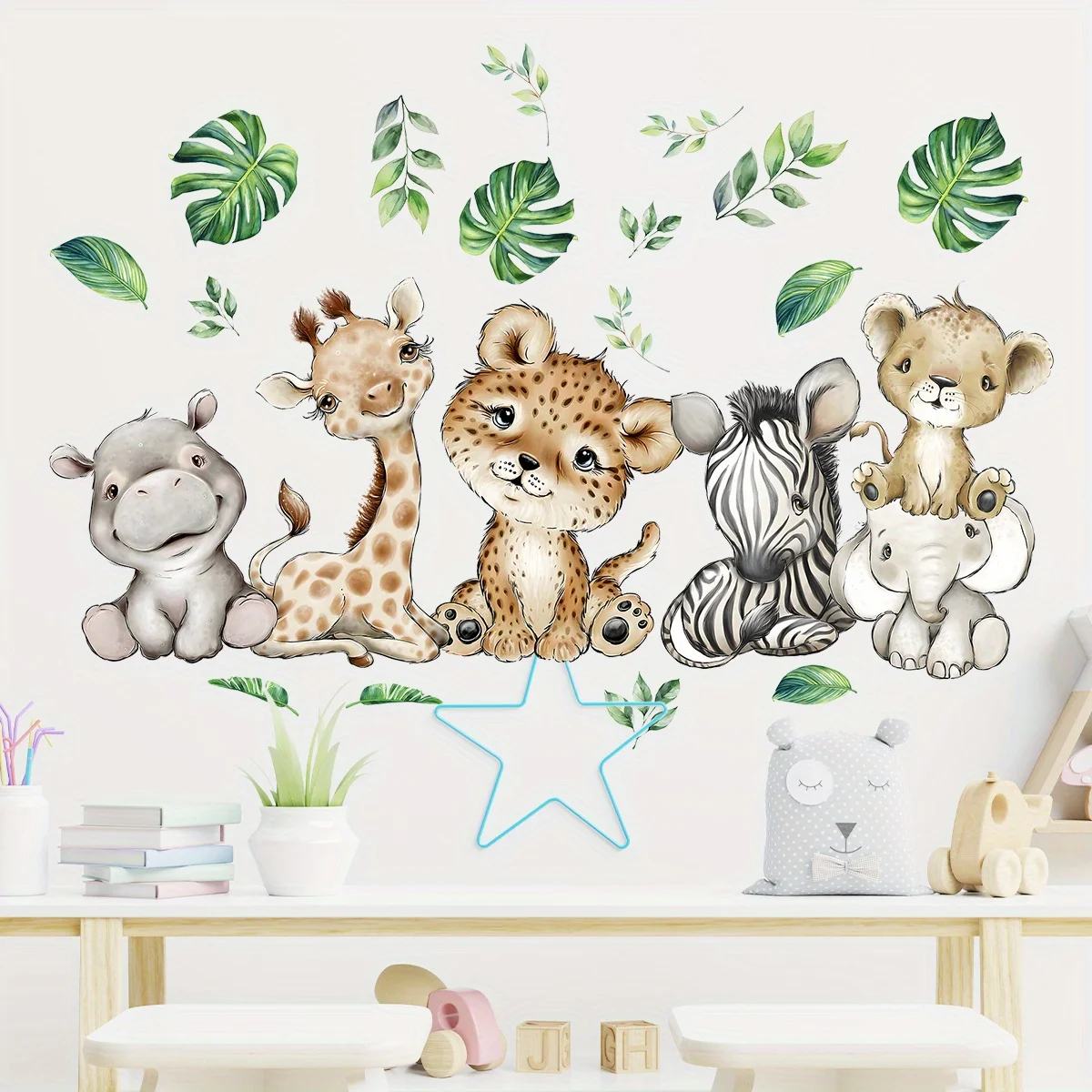 1PC Cartoon Cute Hippo Tiger E - огляд і ціна Baby Nursery Wall Decals