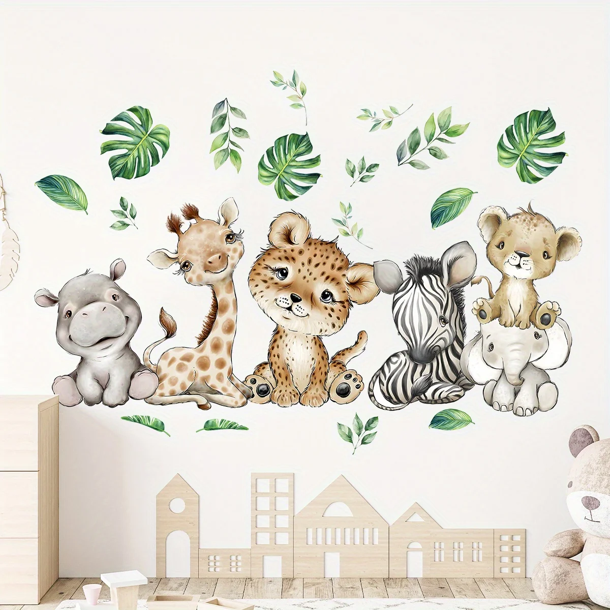 1PC Cartoon Cute Hippo Tiger E - огляд і ціна Baby Nursery Wall Decals