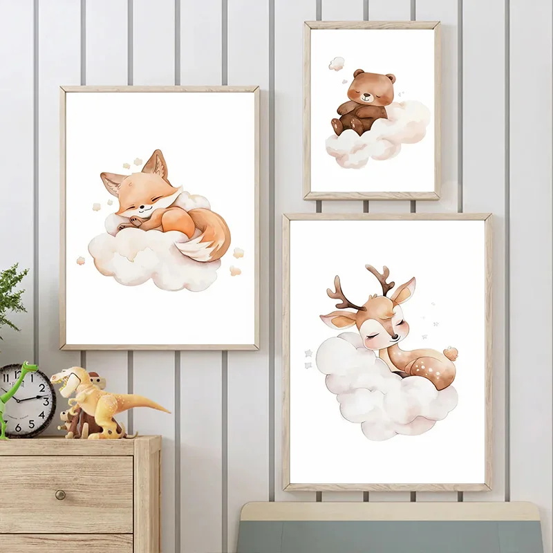 Wall Art Cute Raccoon Fox Deer - огляд і ціна Baby Nursery Picture Frames