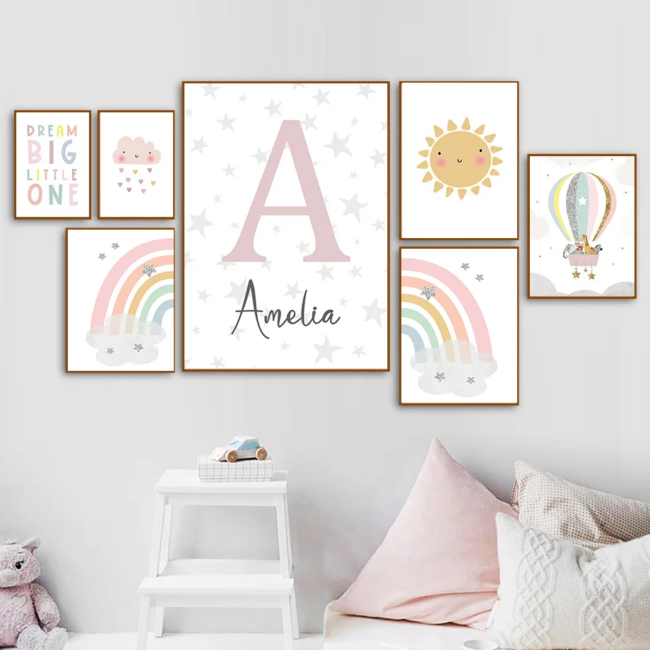 Giraffe Elephant Hot Balloon S - огляд і ціна Baby Nursery Name Wall Art