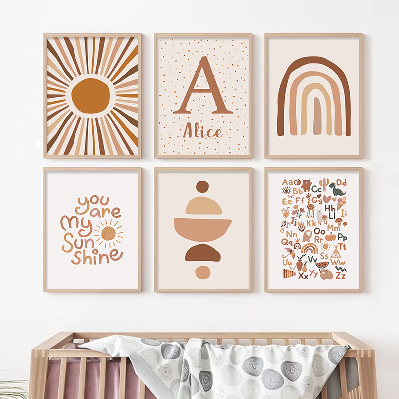 Abstract Sun Rainbow Custom Ba - огляд і ціна Baby Nursery Name Wall Art