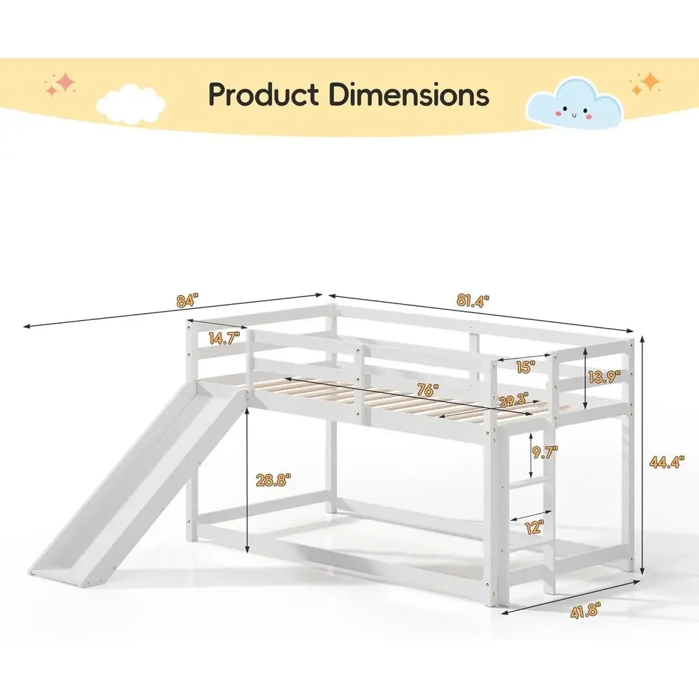 Twin Size Kids Bunk Bed with S - огляд і ціна Bed Rail Toddler