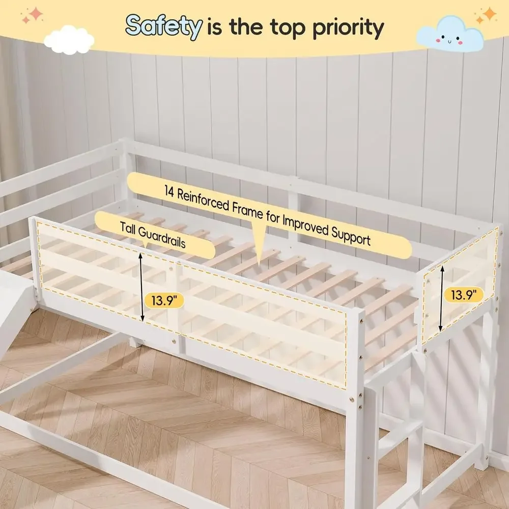 Twin Size Kids Bunk Bed with S - огляд і ціна Bed Rail Toddler