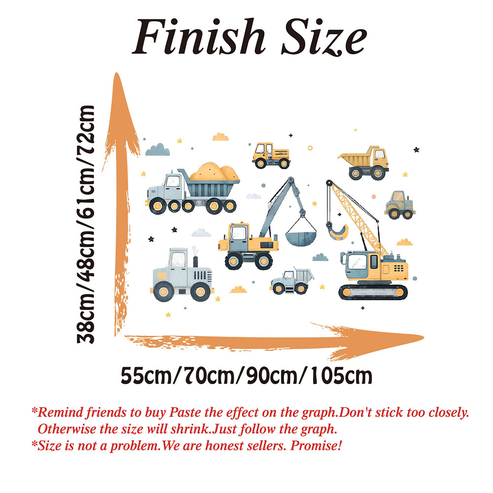 Cartoon Excavator Vehicles Set - огляд і ціна Baby Nursery Wall Decals