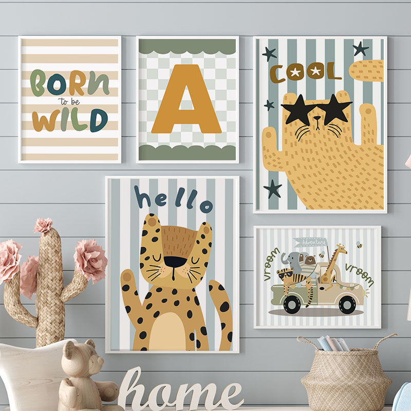 Kawaii Tiger Lion Giraffe Car  - огляд і ціна Baby Nursery Name Wall Art