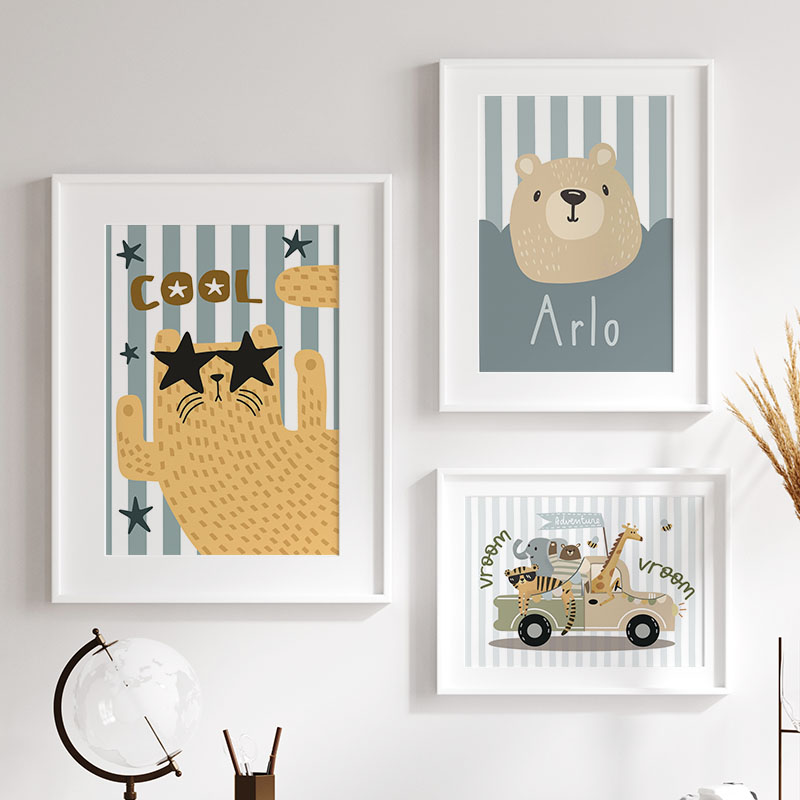 Kawaii Tiger Lion Giraffe Car  - огляд і ціна Baby Nursery Name Wall Art