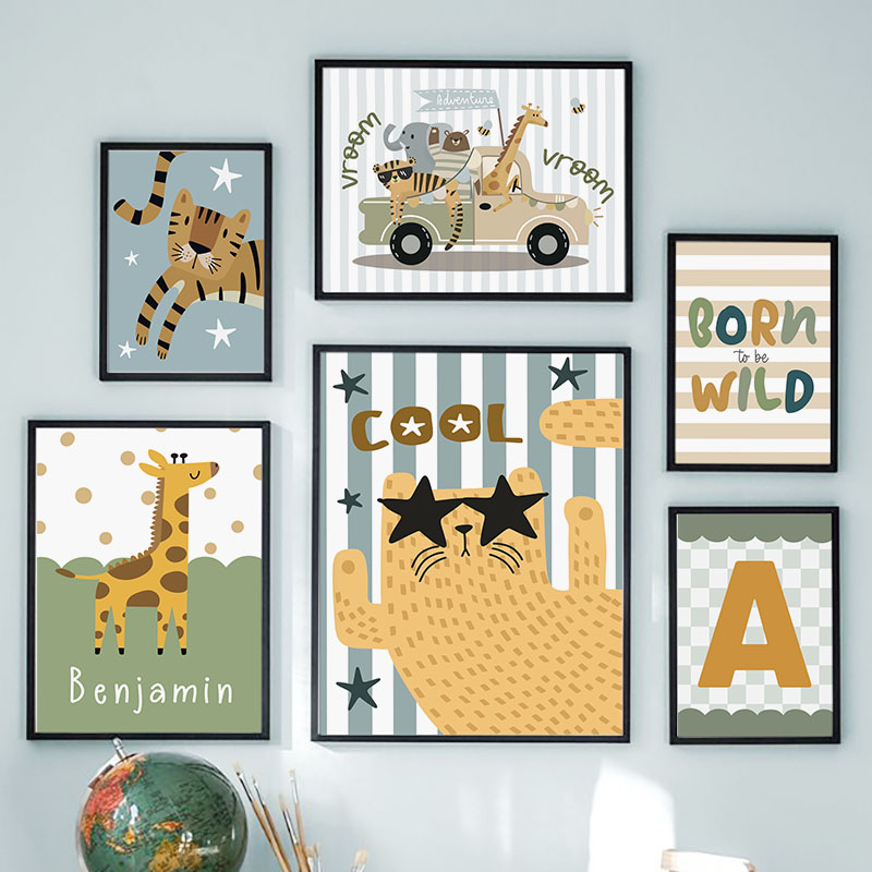 Kawaii Tiger Lion Giraffe Car  - огляд і ціна Baby Nursery Name Wall Art