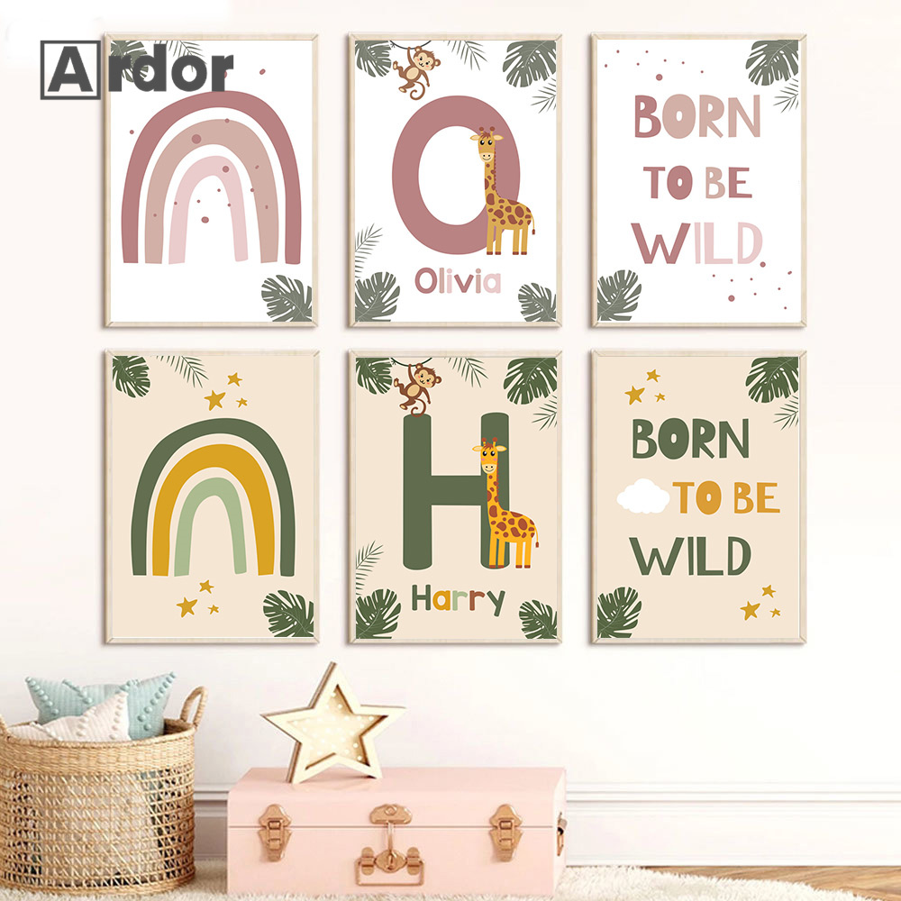 Nordic Jungle Animal Posters C - огляд і ціна Baby Nursery Name Wall Art