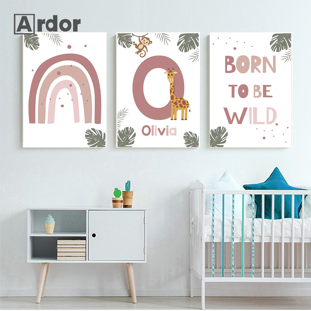 Nordic Jungle Animal Posters C - огляд і ціна Baby Nursery Name Wall Art