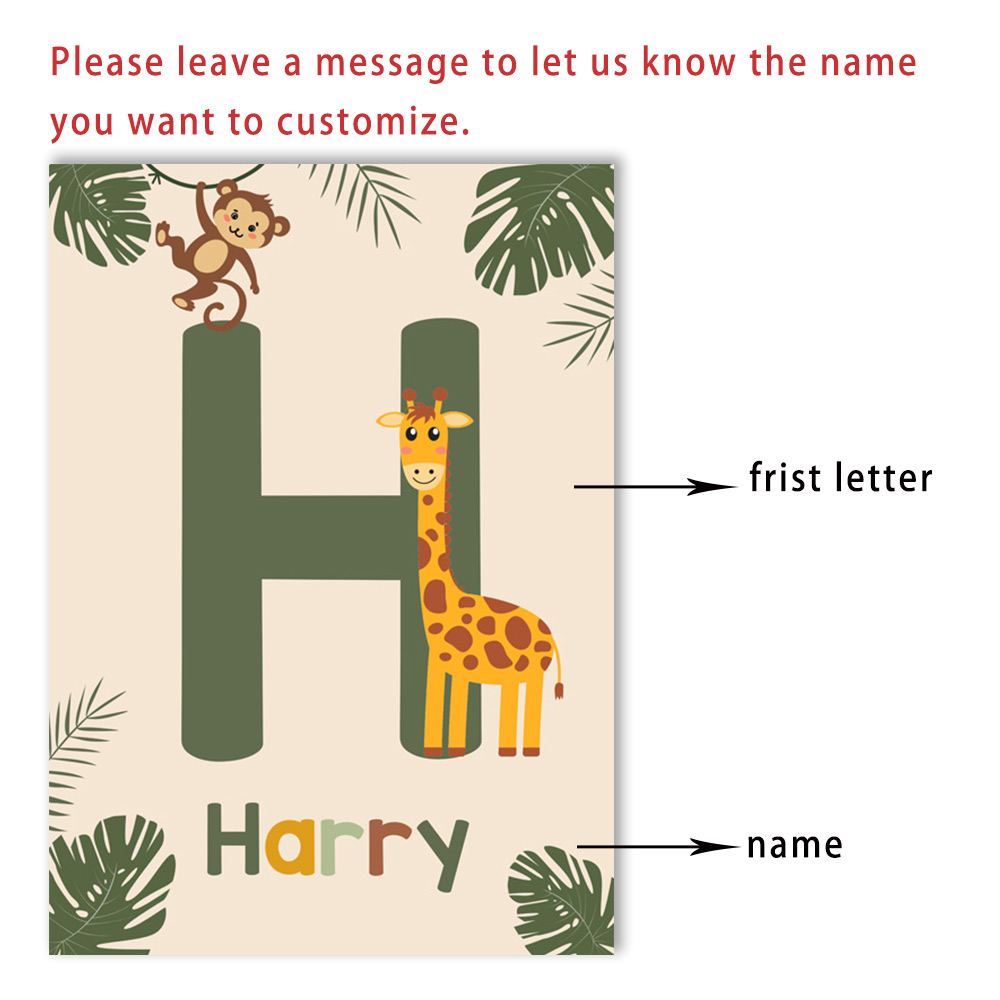 Nordic Jungle Animal Posters C - огляд і ціна Baby Nursery Name Wall Art