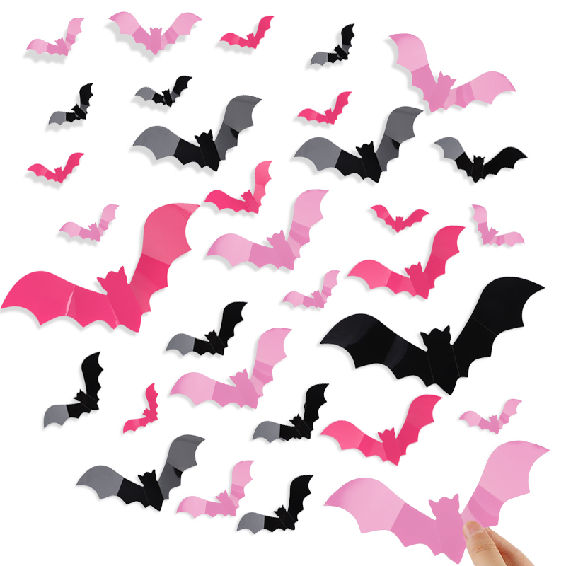 24/48Pcs Halloween Pink Bats W - огляд і ціна Baby Nursery Wall Decals