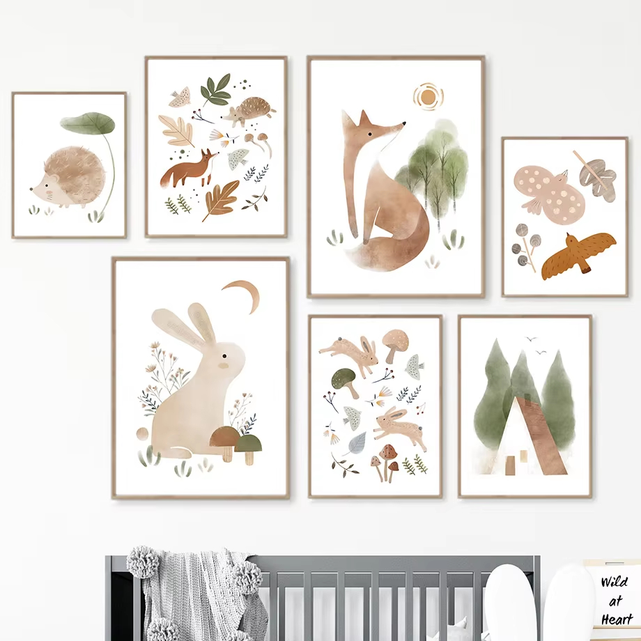 1pcs(No frame) Boho Rabbit Fox - огляд і ціна Baby Nursery Picture Frames