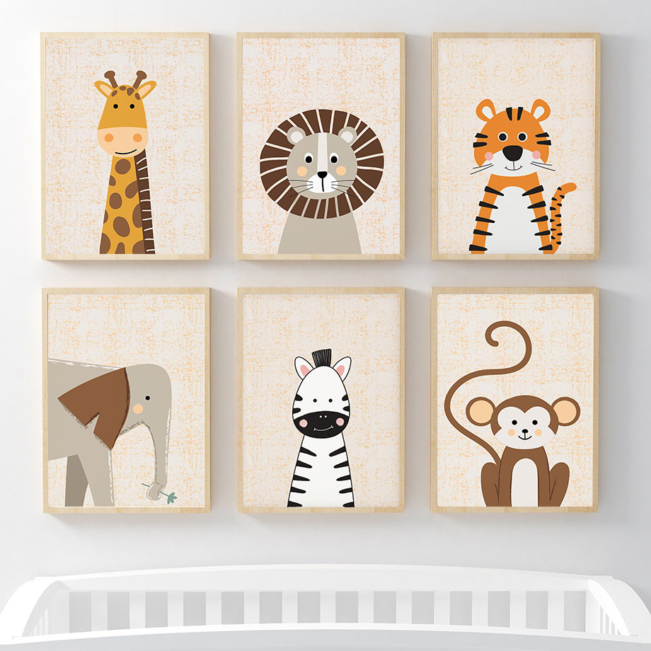 Lion Giraffe Elephant Zebra Mo - огляд і ціна Baby Nursery Name Wall Art