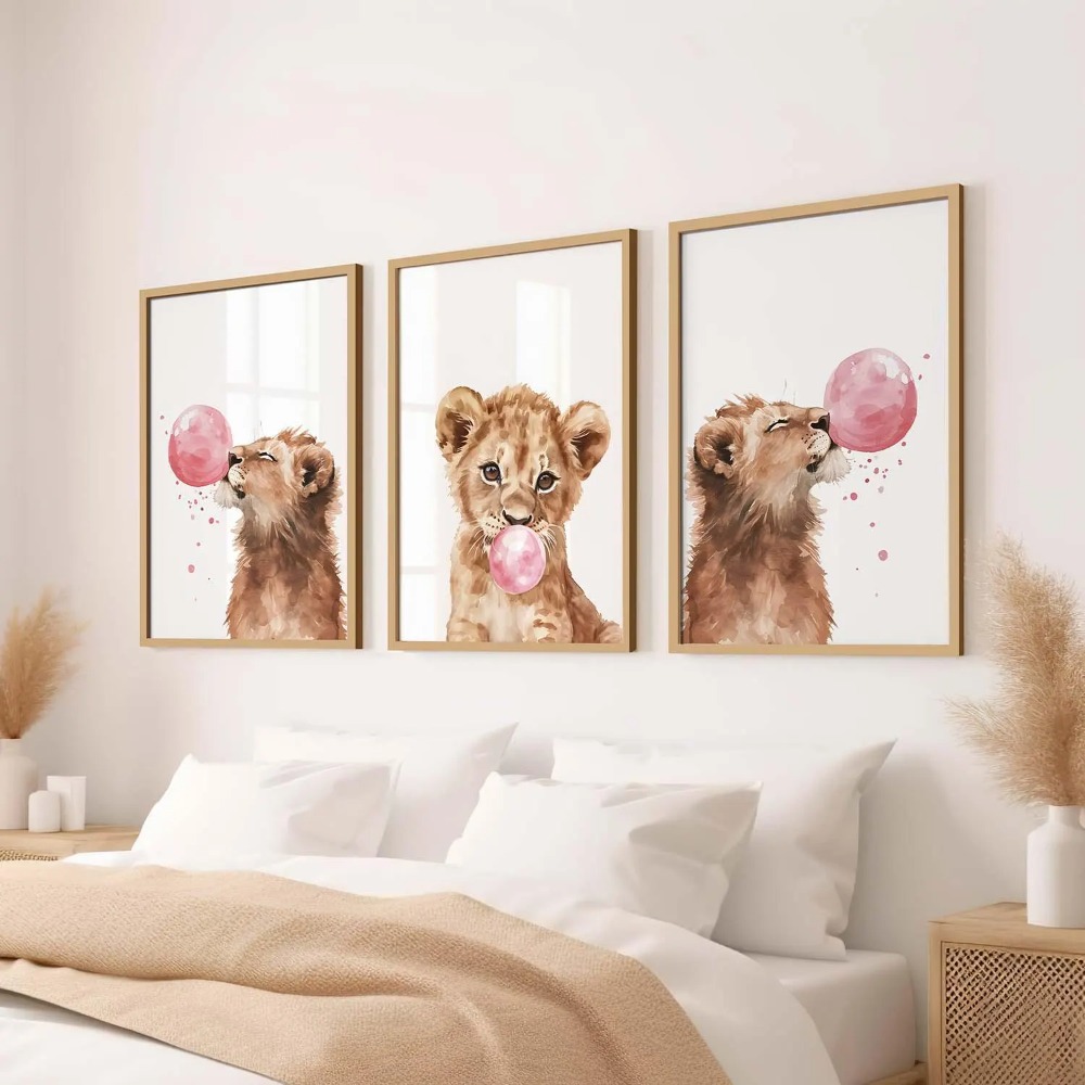 Lion Cub Nursery Wall Art Set  - огляд і ціна Baby Nursery Animal Theme