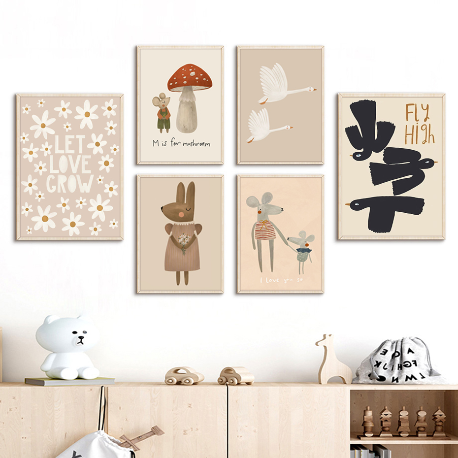 Boho Cartoon Rabbit Mouse Goos - огляд і ціна Baby Nursery Picture Frames