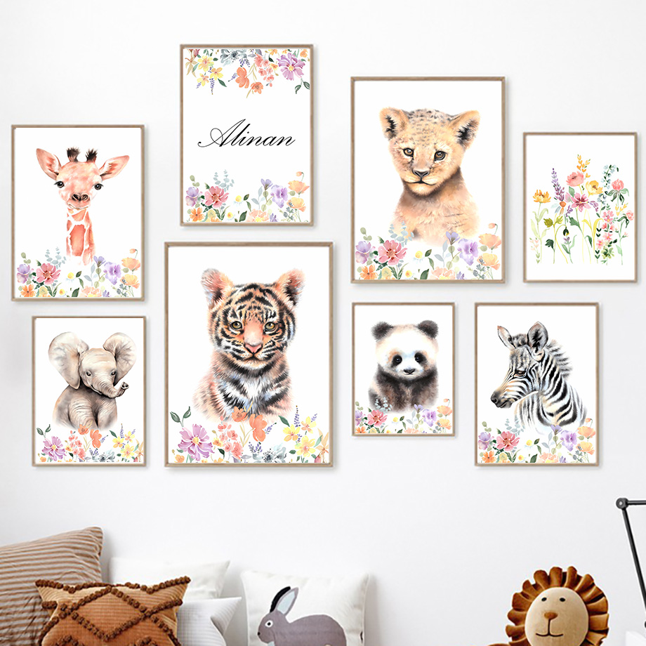 Custom Name Tiger Panda Elepha - огляд і ціна Baby Nursery Name Wall Art
