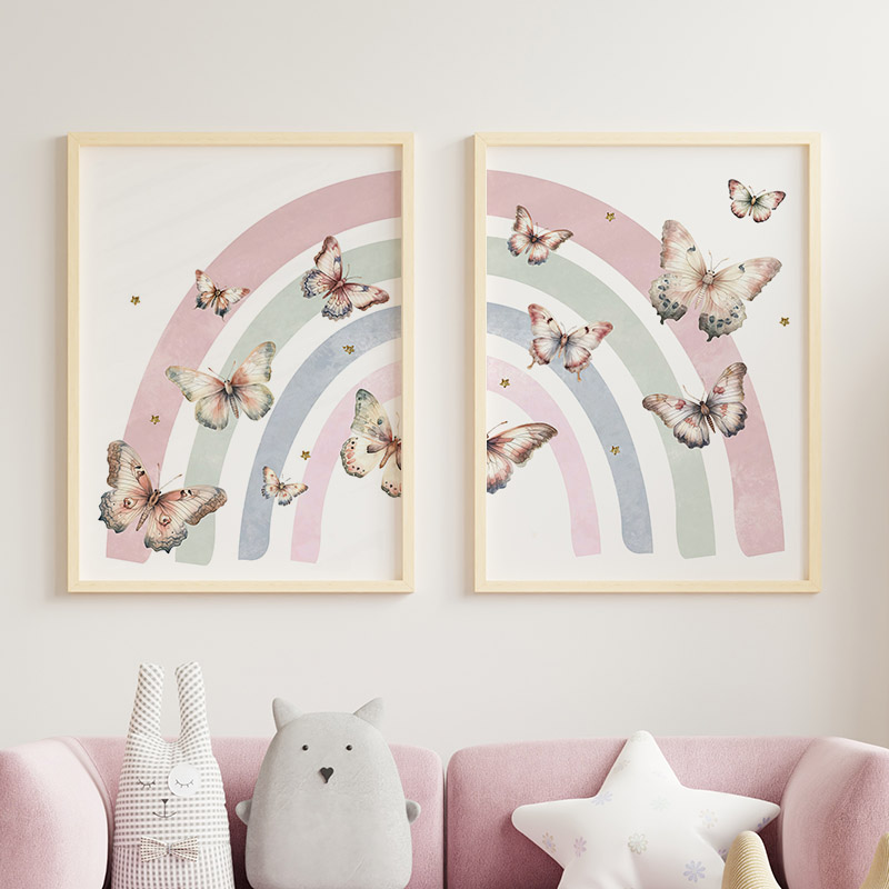 Pink Rainbow Butterfly Custom  - огляд і ціна Baby Nursery Name Wall Art