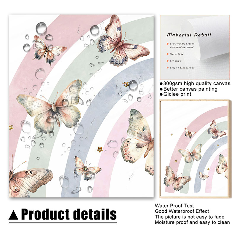 Pink Rainbow Butterfly Custom  - огляд і ціна Baby Nursery Name Wall Art