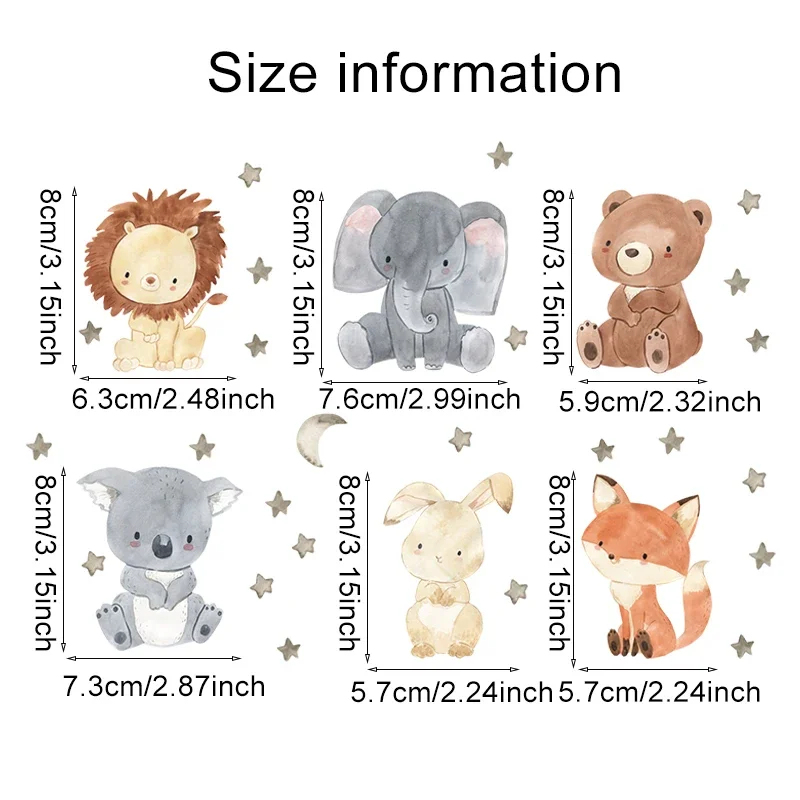 1/2/4/6set Cartoon Animals Wal - огляд і ціна Baby Nursery Wall Decals