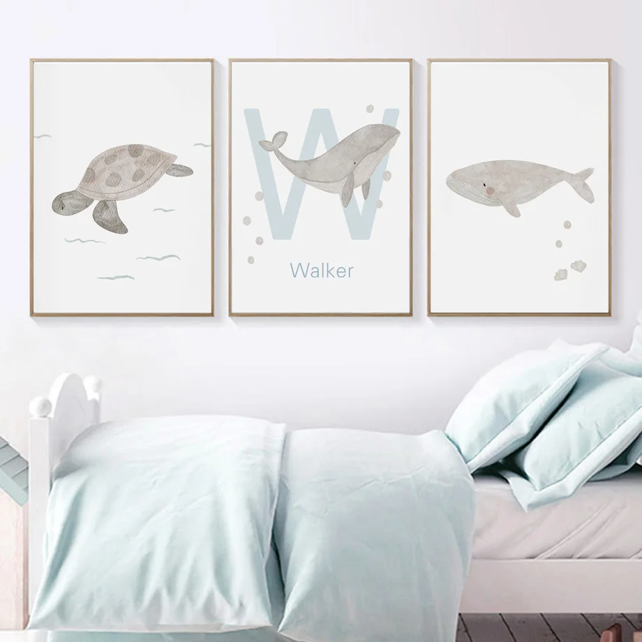Custom Name Whale Octopus Turt - огляд і ціна Baby Nursery Name Wall Art