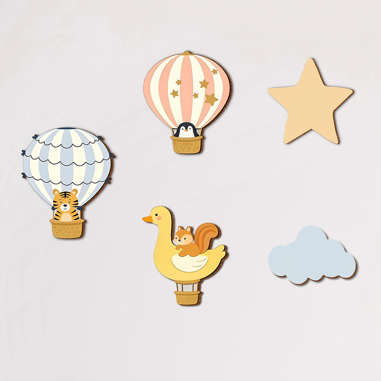 5Pcs Animal Hot Air Balloon Wo - огляд і ціна Baby Nursery Wall Decals