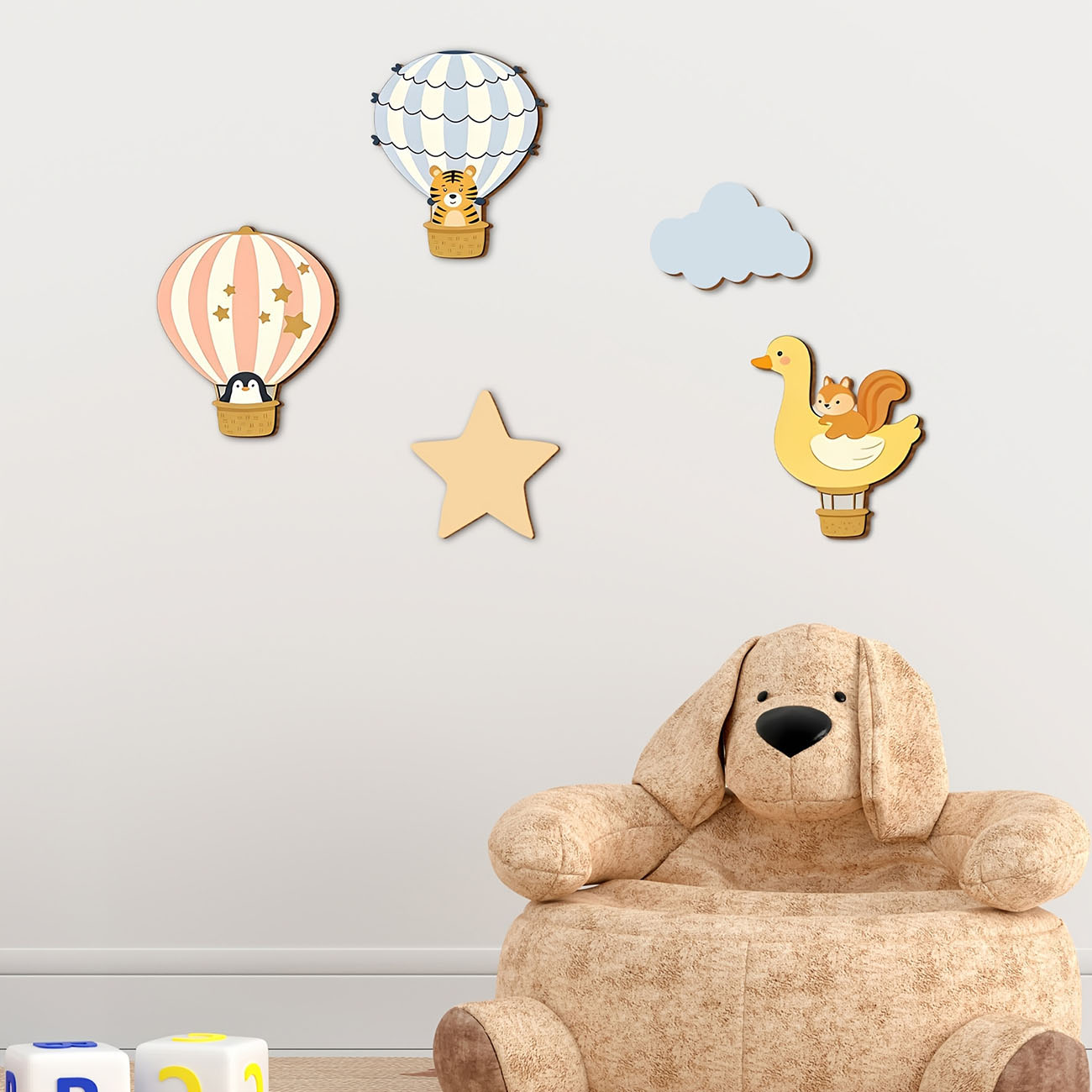 5Pcs Animal Hot Air Balloon Wo - огляд і ціна Baby Nursery Wall Decals